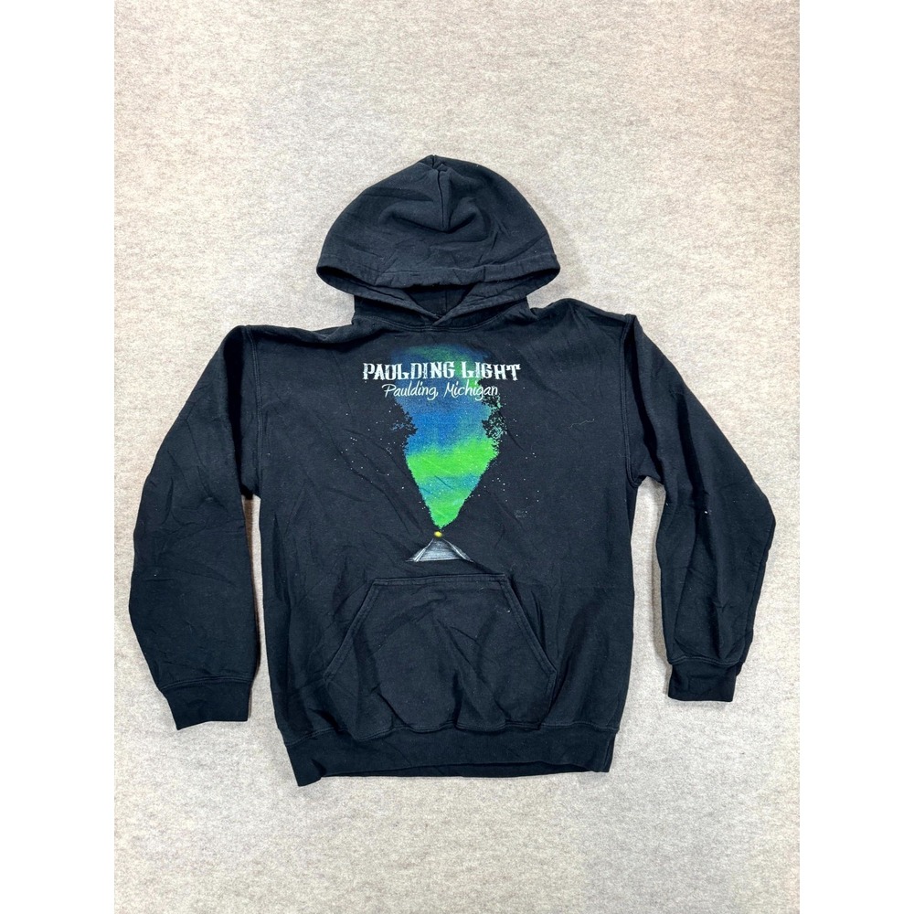 Mens Hoodie Black Paulding Light Paulding Michigan Graphic Kangaroo Pockets L